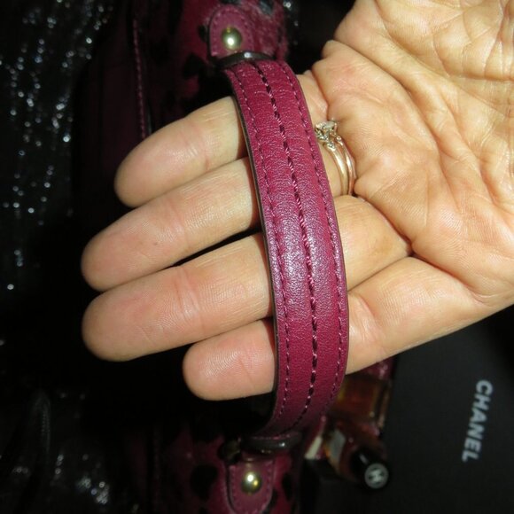 Coach Park Hair Calf turn Lock Flap Satchel in Leopard Oxblood Burgundy  F24986 - Picture 4 of 16